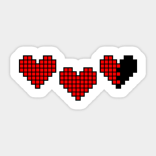 Cafe BTW 16 Bit Pixel Art Retro Game Red Hearts Sticker